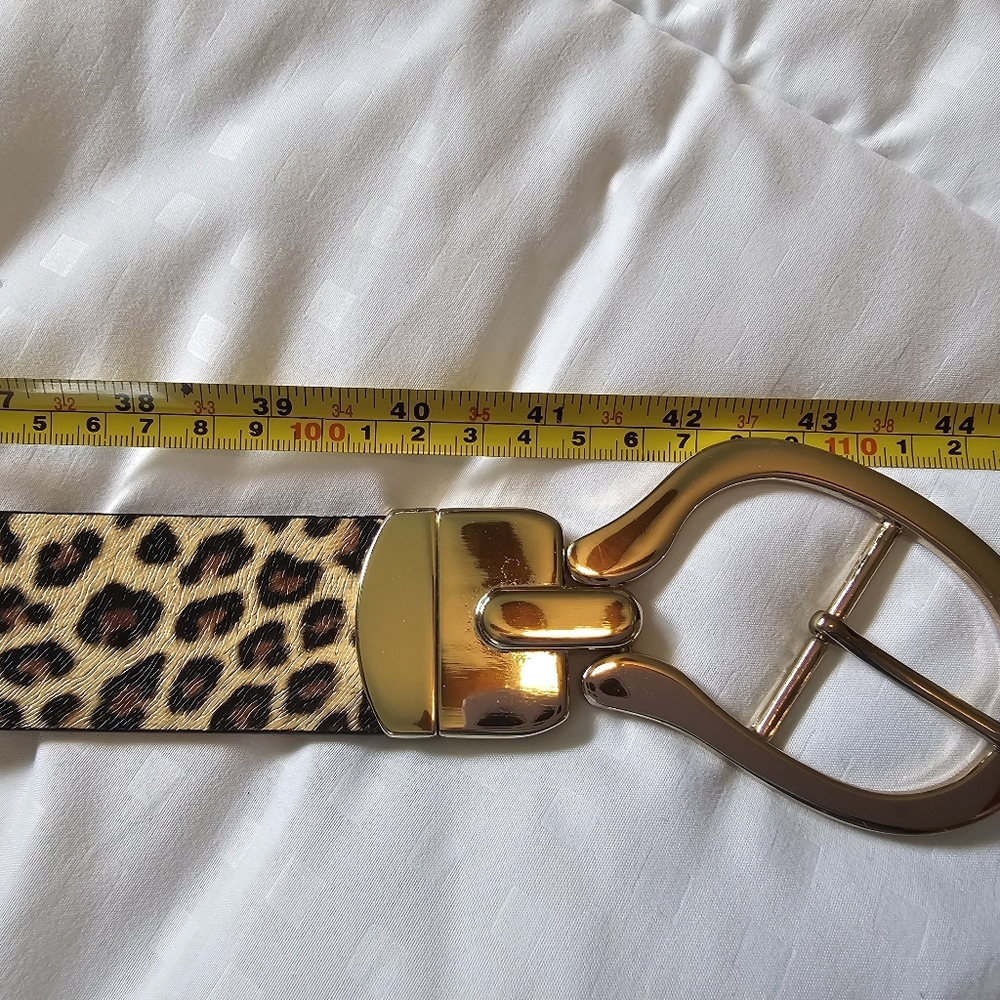 Chicos Leopard Print Reversible Belt with Gold Buckle NWOT O/S - Picture 6 of 9